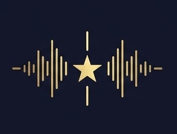 Gold star with audio waveform representing AI vocal technology
